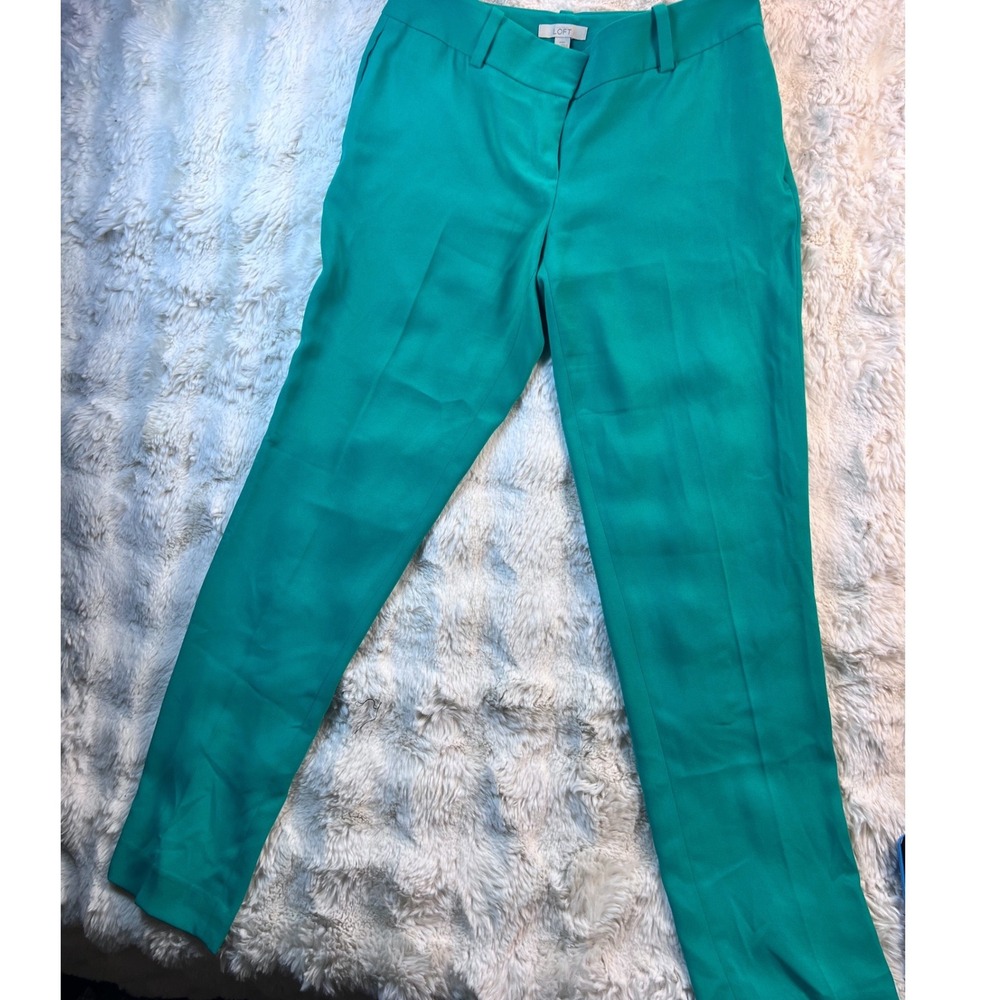 Ann Taylor LOFT Marisa Fit Trousers Teal Green Straight Leg Dress Pants Sz 0 A38